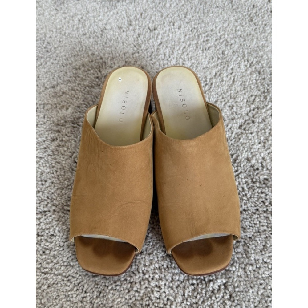 NISOLO Open-Toe Paloma Mules Heeled‎ Sandals in Sand SZ 8